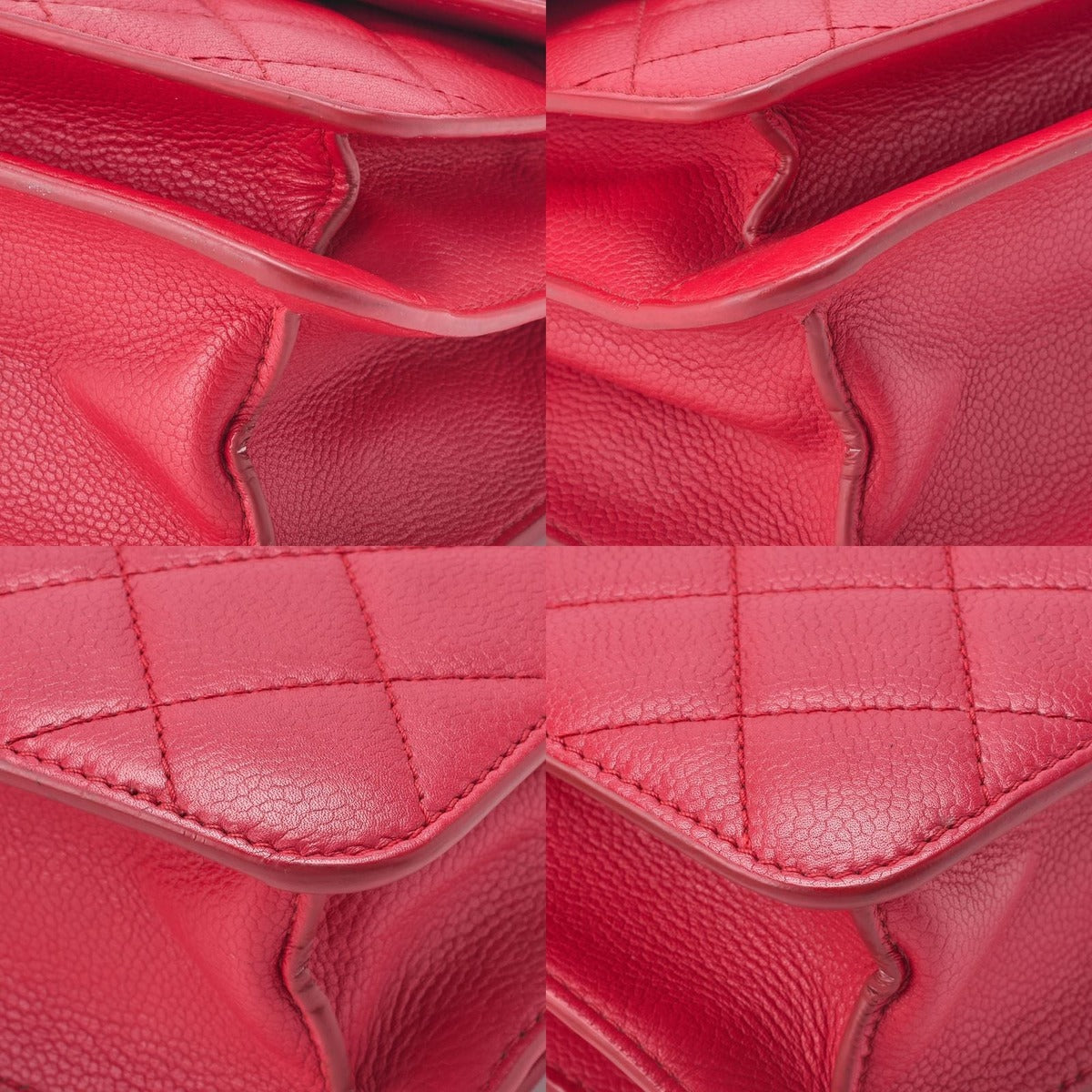Chanel Quilted Coco Push Lock Chain Shoulder Caviar Leather Red — view 6