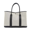 Hermes Garden Party 36 PM Tote Bag Toile Ash Leather Black Gray