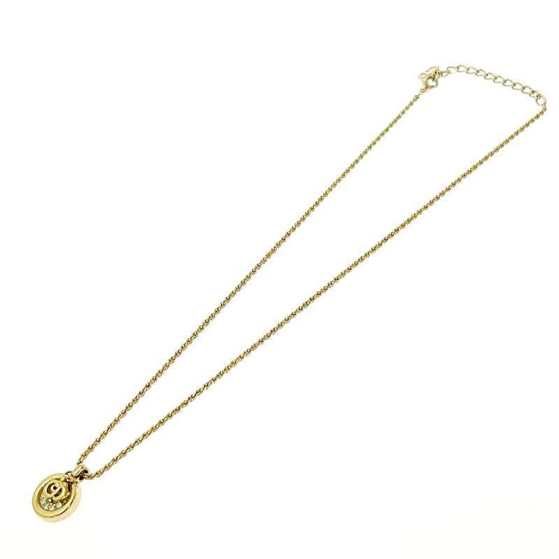 Christian Dior GP Rhinestone CD Logo Necklace Gold — view 3