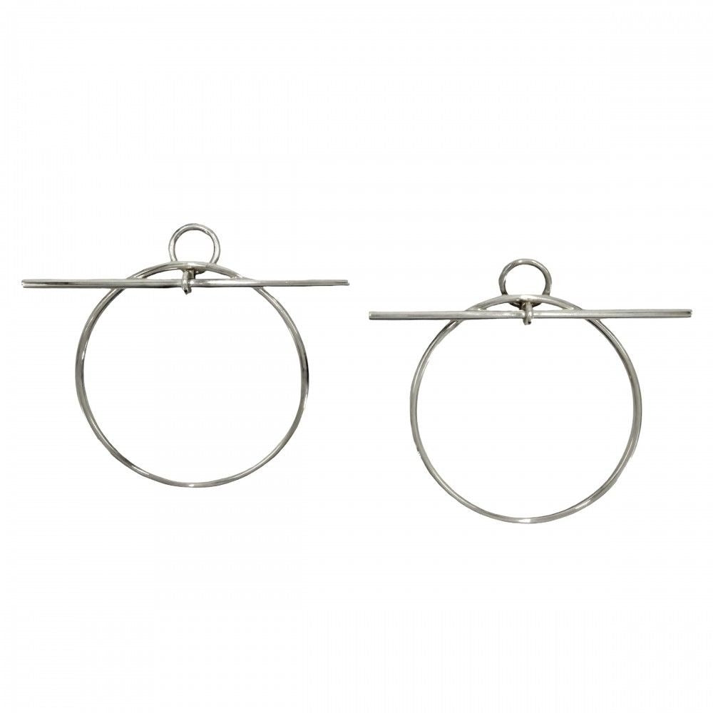 Hermes Earrings 's Loop MM Hoop 925 Sterling Silver