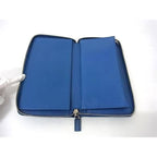 Prada Wallet Saffiano 2 Ml220 Blue Leather Round Zipper Long — view 4
