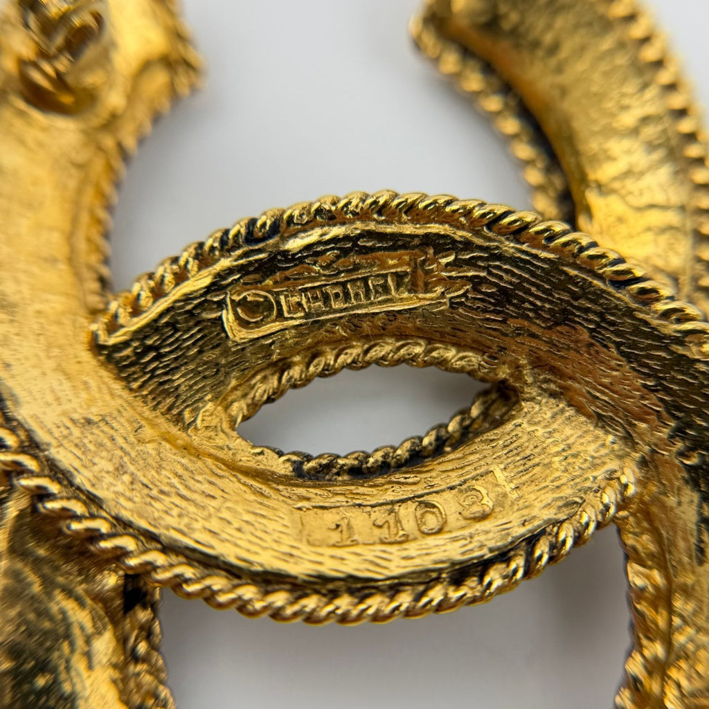 Chanel CC Logo Brooch Gold Vintage — view 6