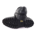 Hermes Moccasins Icon Kelly Buckle Leather Loafers Black White 37.5 — view 7
