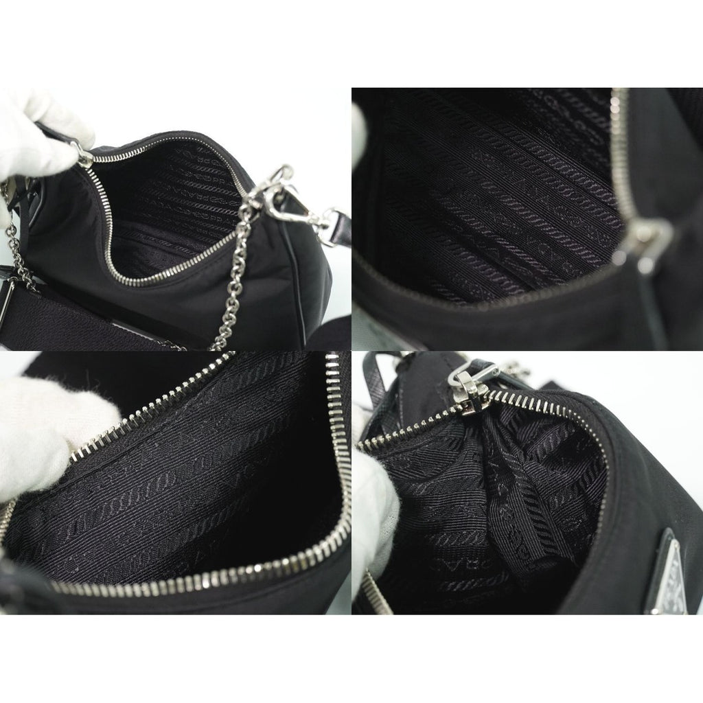 Prada Re Edition 2-Way Shoulder Bag Pochette Nylon Black — view 8