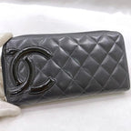 Chanel Round Zipper Long Wallet Black Cambon — view 9