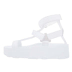 Hermes Enid Thick Sole Sandals Shoes Platform Diamant Buckle 37 White