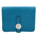 Hermes Dogon Coin Case Taurillon Leather Blue Card Silver