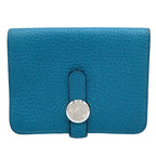 Hermes Dogon Coin Case Taurillon Leather Blue Card Silver