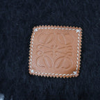 Loewe Mohair Wool Anagram Leather Patch with Fringe Scarf Black — view 4
