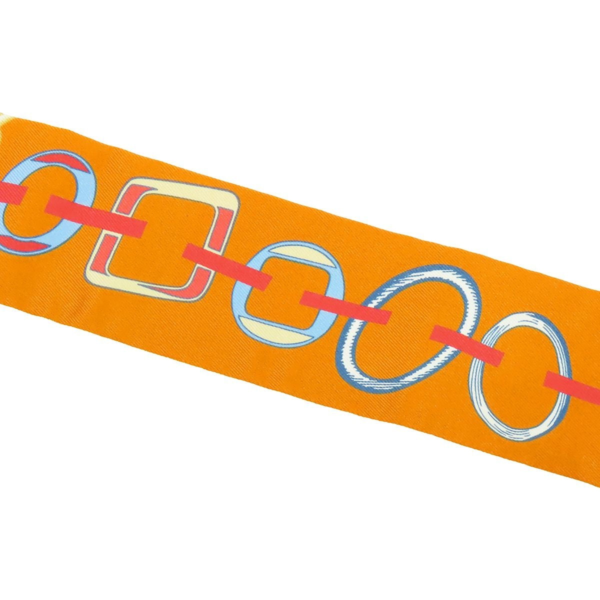 Hermes Twilly Orange Cui Rouge Silk Do Re Boucle Scarf — view 3