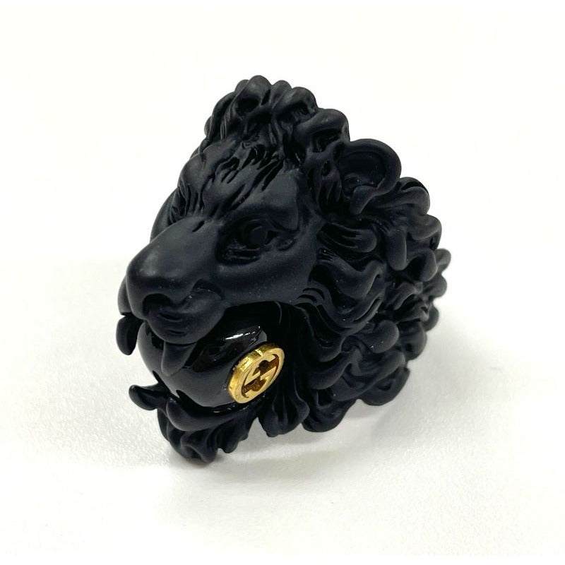Gucci Michele Lionhead Interlocking G Logo Ring No 13 Metal Black — view 2