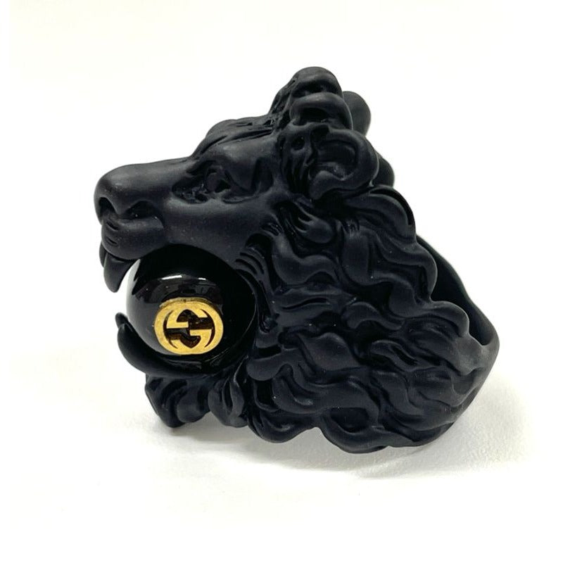 Gucci Michele Lionhead Interlocking G Logo Ring No 13 Metal Black — view 3