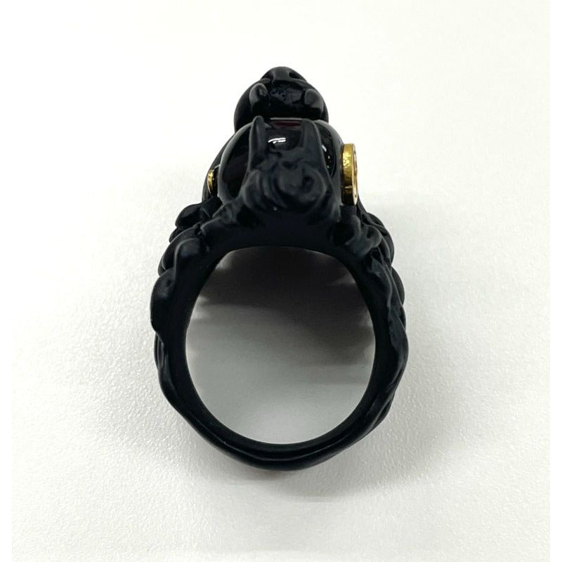 Gucci Michele Lionhead Interlocking G Logo Ring No 13 Metal Black — view 8