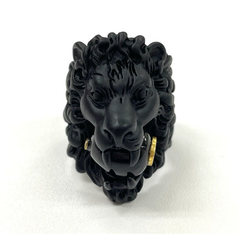 Gucci Michele Lionhead Interlocking G Logo Ring No 13 Metal Black
