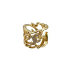 Chanel Ring Coco Mark Abd440 12 Rhinestone Chain Gold Love — view 2