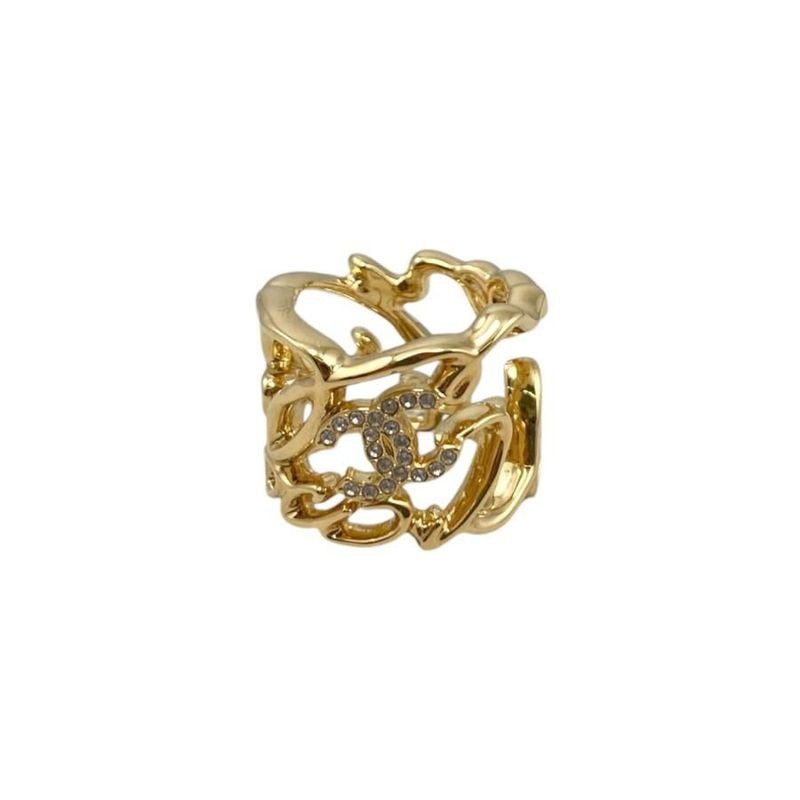 Chanel Ring Coco Mark Abd440 12 Rhinestone Chain Gold Love — view 2