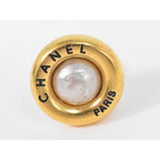 Chanel Logo Faux Pearl Earrings GP Gold Plated White Accessories — view 3