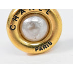 Chanel Logo Faux Pearl Earrings GP Gold Plated White Accessories — view 5