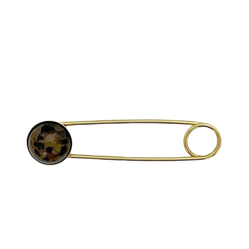 Fendi Pin Brooch Gold Beige Brown — view 2