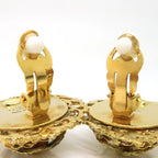 Chanel Earrings 29 Engraved Vintage Coco Mark GP Faux Pearl Round — view 8