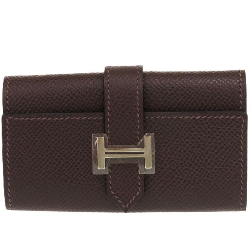 Hermes Bearn 4-strand Vaux Epson Chocolat Silver Hardware Brown Key