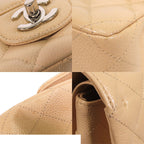 Chanel Chain Beige Silver Caviar Leather Quilted 25 Double Flap Shoulder Bag — view 6