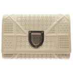 Dior Diorama Leather Trifold Wallet Compact White