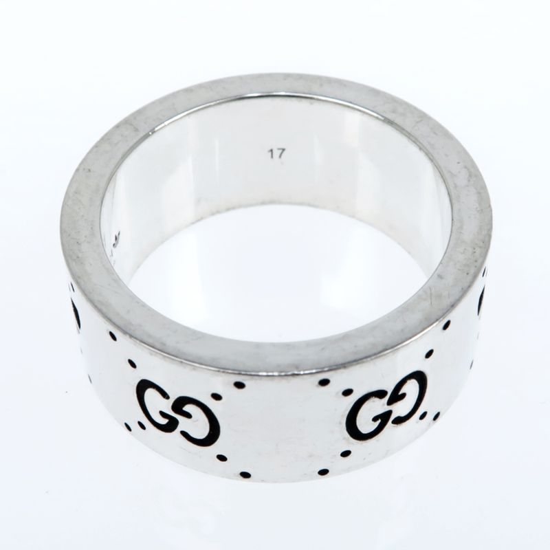 Gucci Adidas Collaboration Ring Engraving Wide Trefoil 17 AG 925 Jewelry — view 8