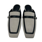 Hermes Groupie Flat Shoes Canvas Leather Black Mule Slipper Sandals — view 2