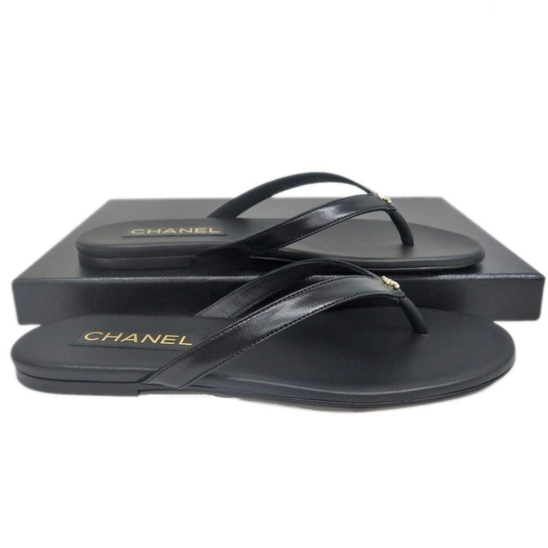 Chanel Sandals CC Mark Black 38 C Shoes Apparel — view 6