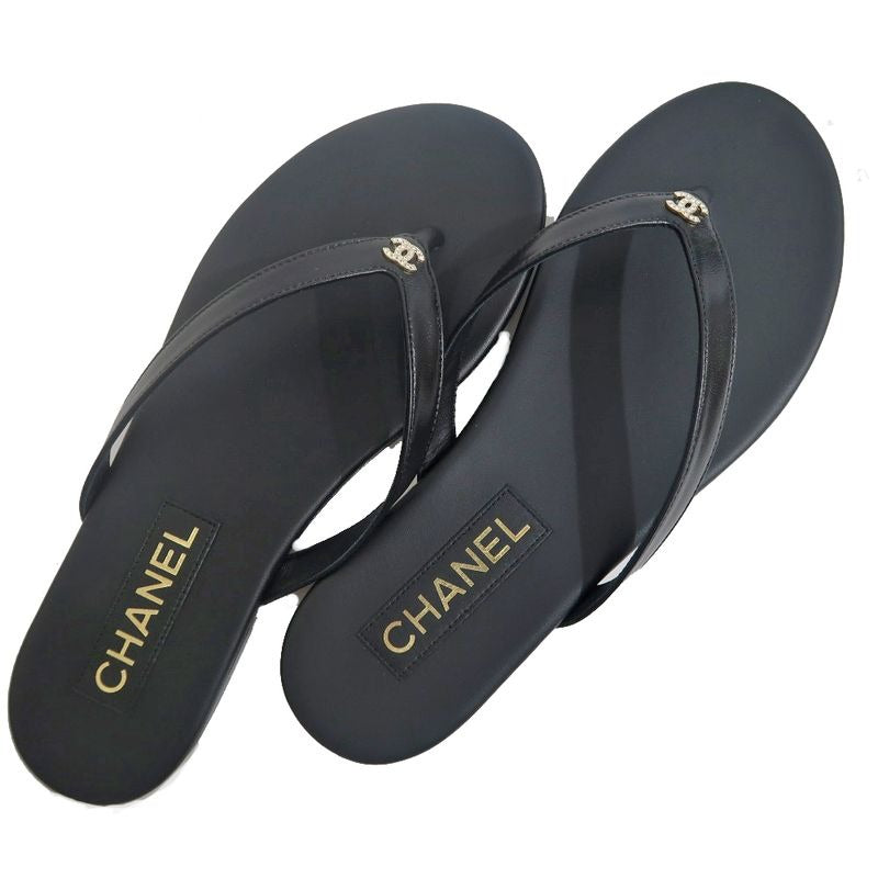 Chanel Sandals CC Mark Black 38 C Shoes Apparel — view 7