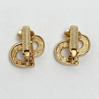 Christian Dior CD Logo Rhinestone Earrings Gold GP Vintage — view 3