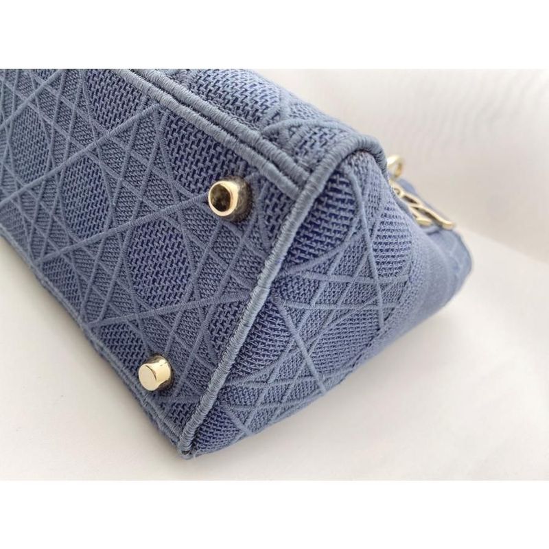 Dior Cannage Lady D-Lite Medium Bag Denim Navy Bu — view 5