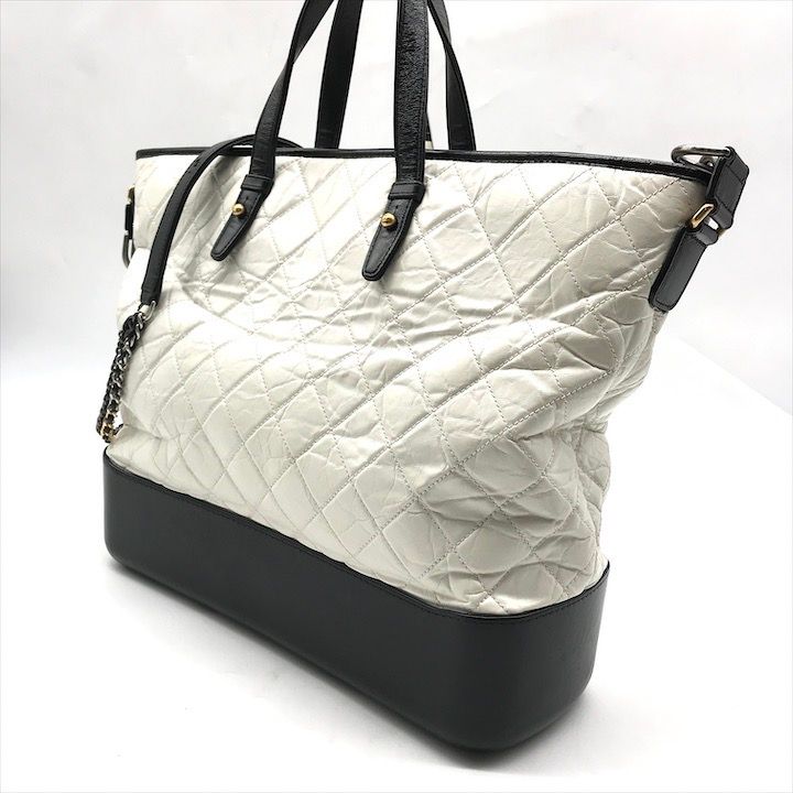 Chanel CC Logo Quilted Gabriel 2-Way White Bicolor Purse — view 2