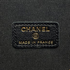 Chanel Coco Mark Quilted Pouch Black Caviar Leather Charm Clutch Bag — view 4