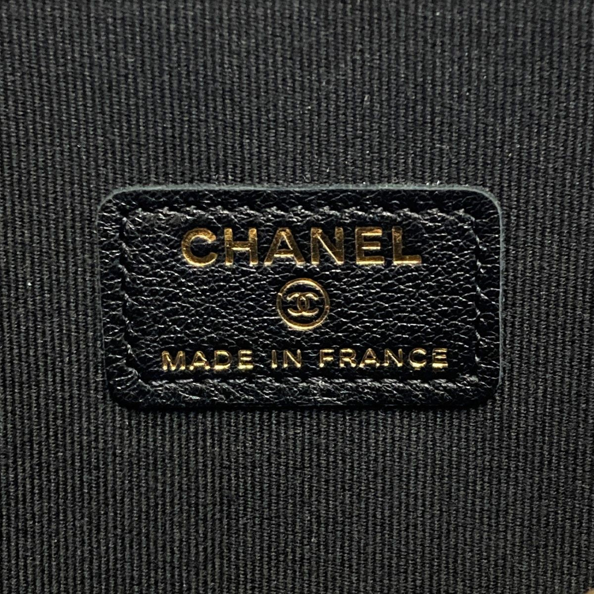 Chanel Coco Mark Quilted Pouch Black Caviar Leather Charm Clutch Bag — view 4