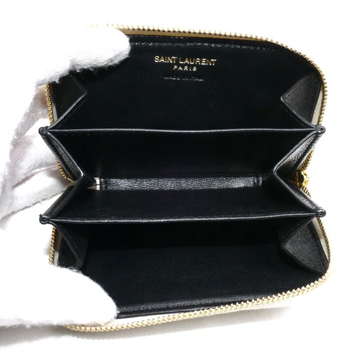 Saint Laurent Paris Cassandra Matelasse Coin Case Ivory — view 3