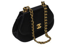 Chanel Half Moon Chain Bag CC Logo Satin Leather Black Gold — view 4