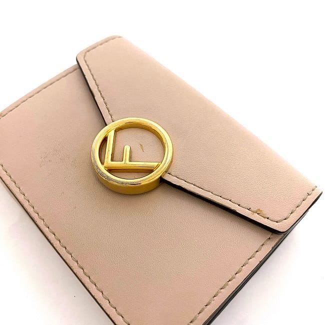 Fendi Trifold Wallet Pink Beige Gold Fize — view 8