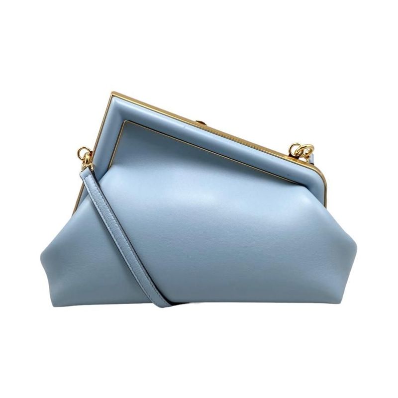 Fendi Shoulder Bag First Small 8 Bp129 Abve F1993 Blue Gold Hardware — view 2