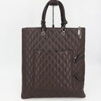 Chanel Cambon Line Flat Tote Bag Leather Dark Brown — view 4