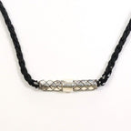 Bottega Veneta Intrecciato Circle Silver Leather Necklace 56 cm — view 6
