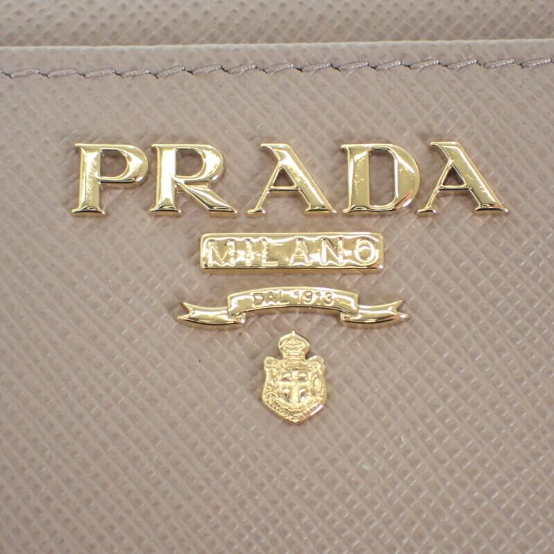 Prada L Shaped Zipper Coin Purse 1 Ml025 Case Saffiano Cypria Pink Beige — view 6