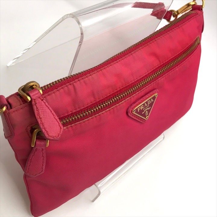 Prada Triangle Logo Nylon Tessuto Mini Shoulder Bag Pouch Pink — view 6
