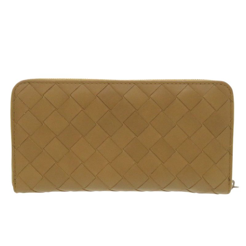 Bottega Veneta Intrecciato Leather Brown Round Zipper Long Wallet 0387 — view 3