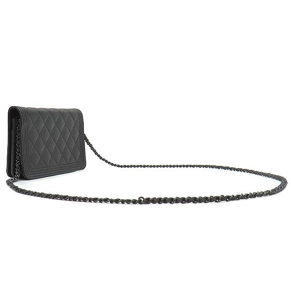Chanel Chain Wallet Boy Caviar Leather Black Hardware — view 2