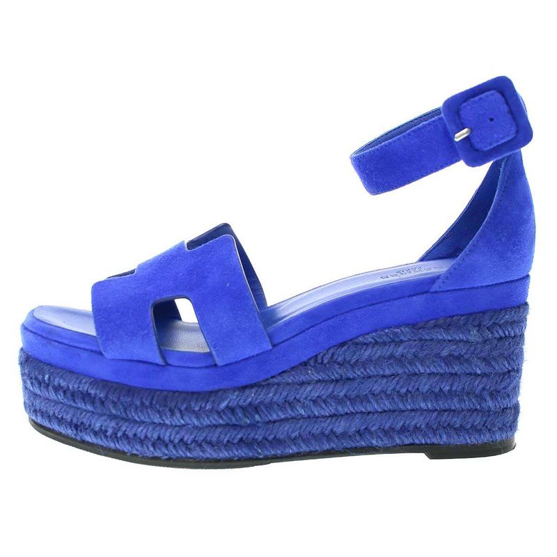 Hermes 24 SS Espadrille Elda Suede Leather Wedge Sole Sandals Blue 35 — view 2