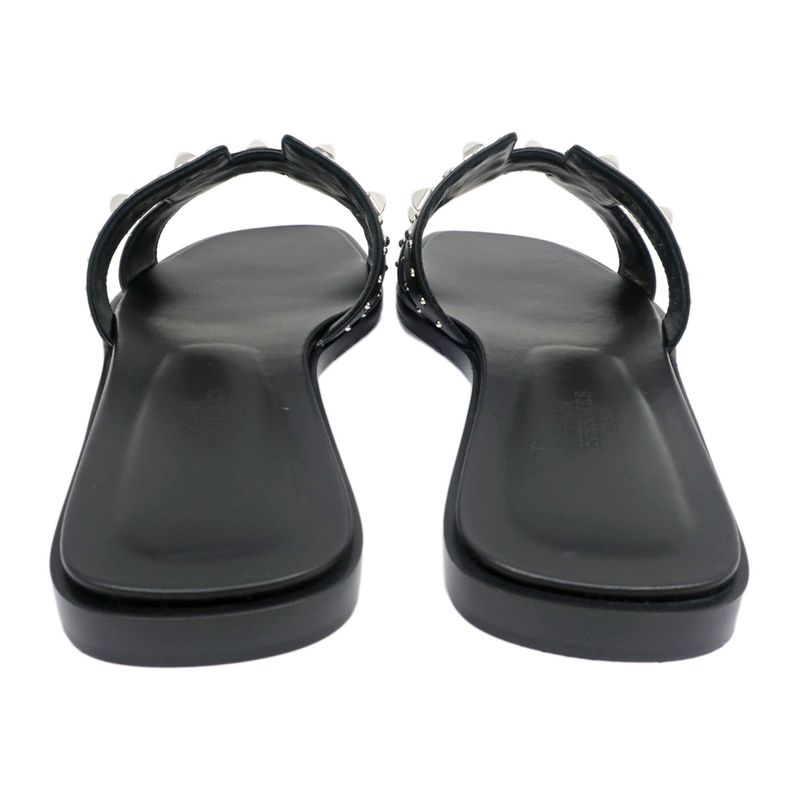 Hermes Oran Studded Sandals Size 38 Black Apparel Shoes — view 4