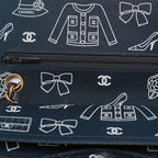Chanel Quilted Double Flap 25 Icon Print Chain Shoulder Canvas Bicolor Black — view 7