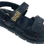 Christian Dioract Sandals Shoes Calfskin Black Gold Logo Cannage Quilted Sports — view 9